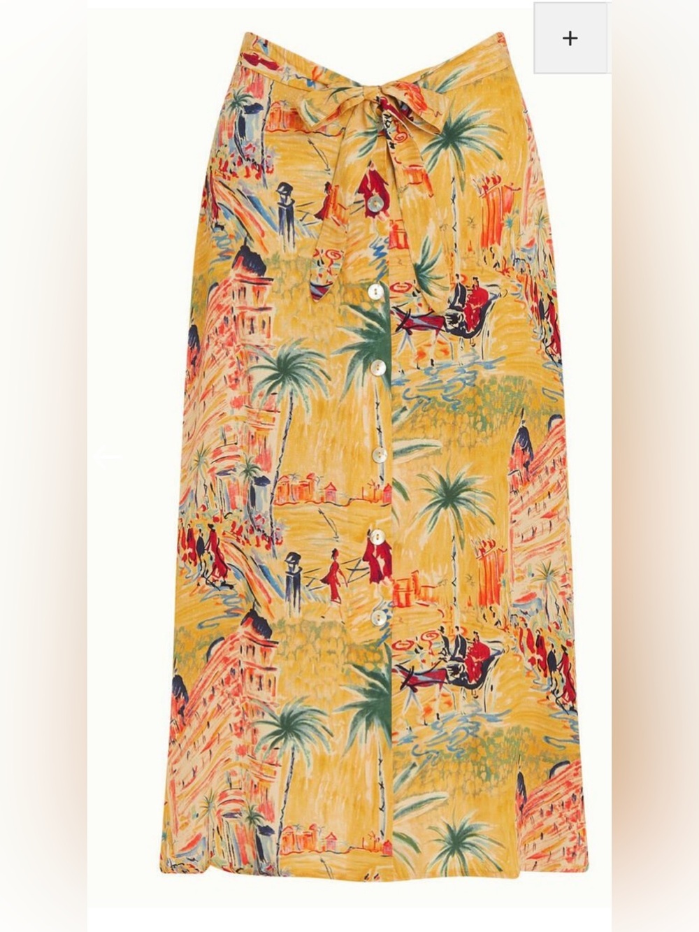 King Louie Sunset Scenic Print Button-Front Maxi Skirt - Yellow